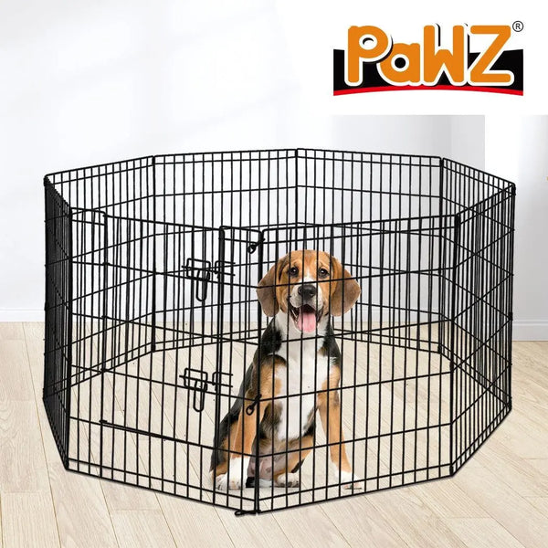 PaWz Pet Dog Playpen Puppy Exercise 8 Panel Enclosure Fence Black With Door 42" Deals499