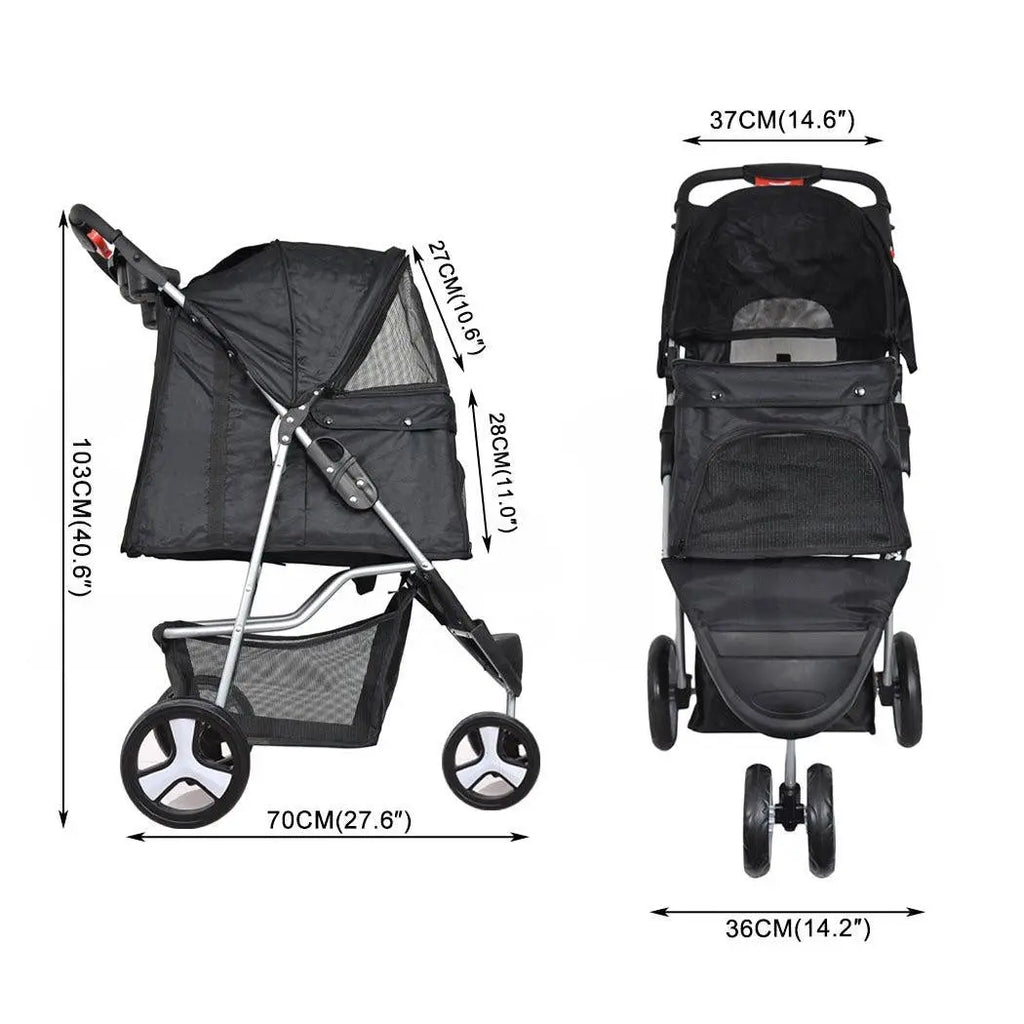 PaWz Pet Stroller 3 Wheels Dog Cat Cage Puppy Pushchair Travel Walk Carrier Pram Deals499