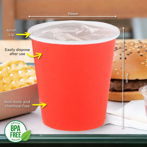 Party Central 900PCE Red Paper Cups Disposable Leak Resistant 200ml Deals499
