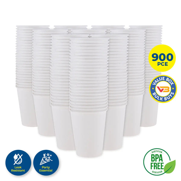 Party Central 900PCE White Paper Cups Disposable Leak Resistant 350ml Deals499