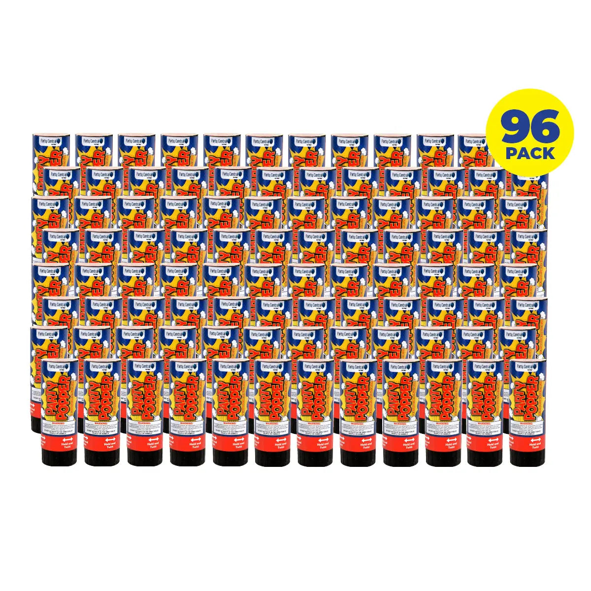 Party Central 96PCE Party Popper Twist Release Shimmering Confetti 11cm Deals499