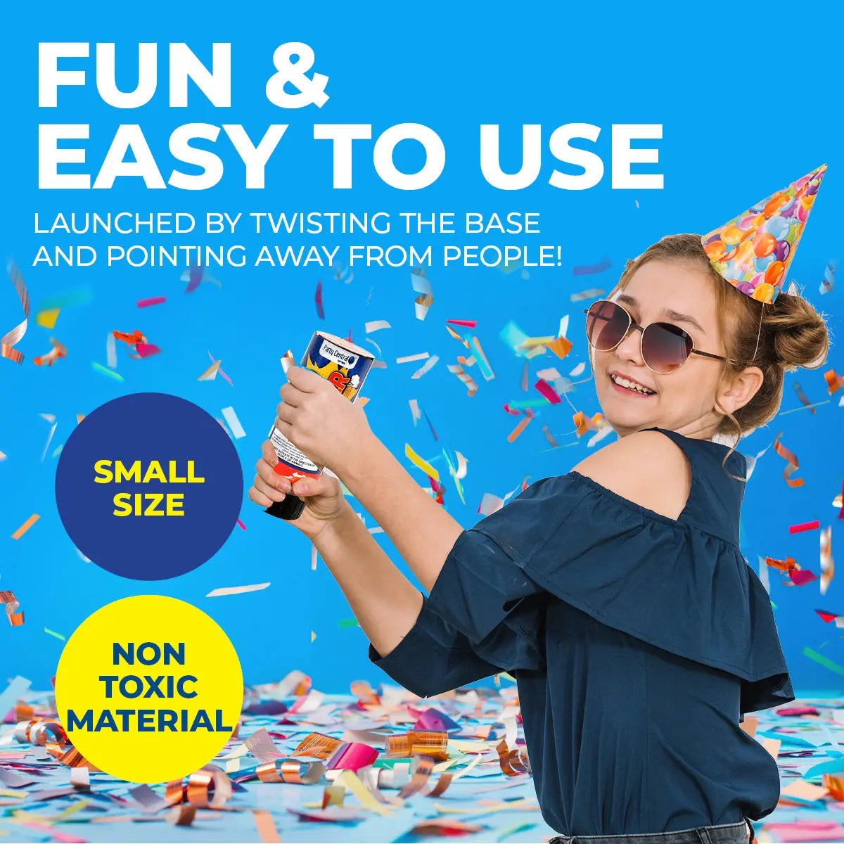 Party Central 96PCE Party Popper Twist Release Shimmering Confetti 11cm Deals499