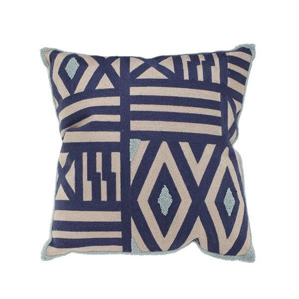 Patterned Taupe Blue And Green Cushion Amethyst Hera