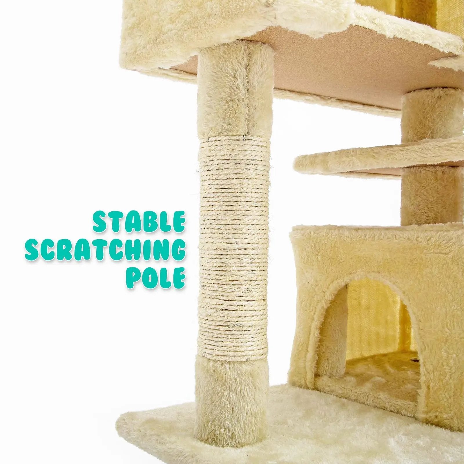 Paw Mate 130cm Beige Cat Tree Soho Multi Level Scratcher Deals499