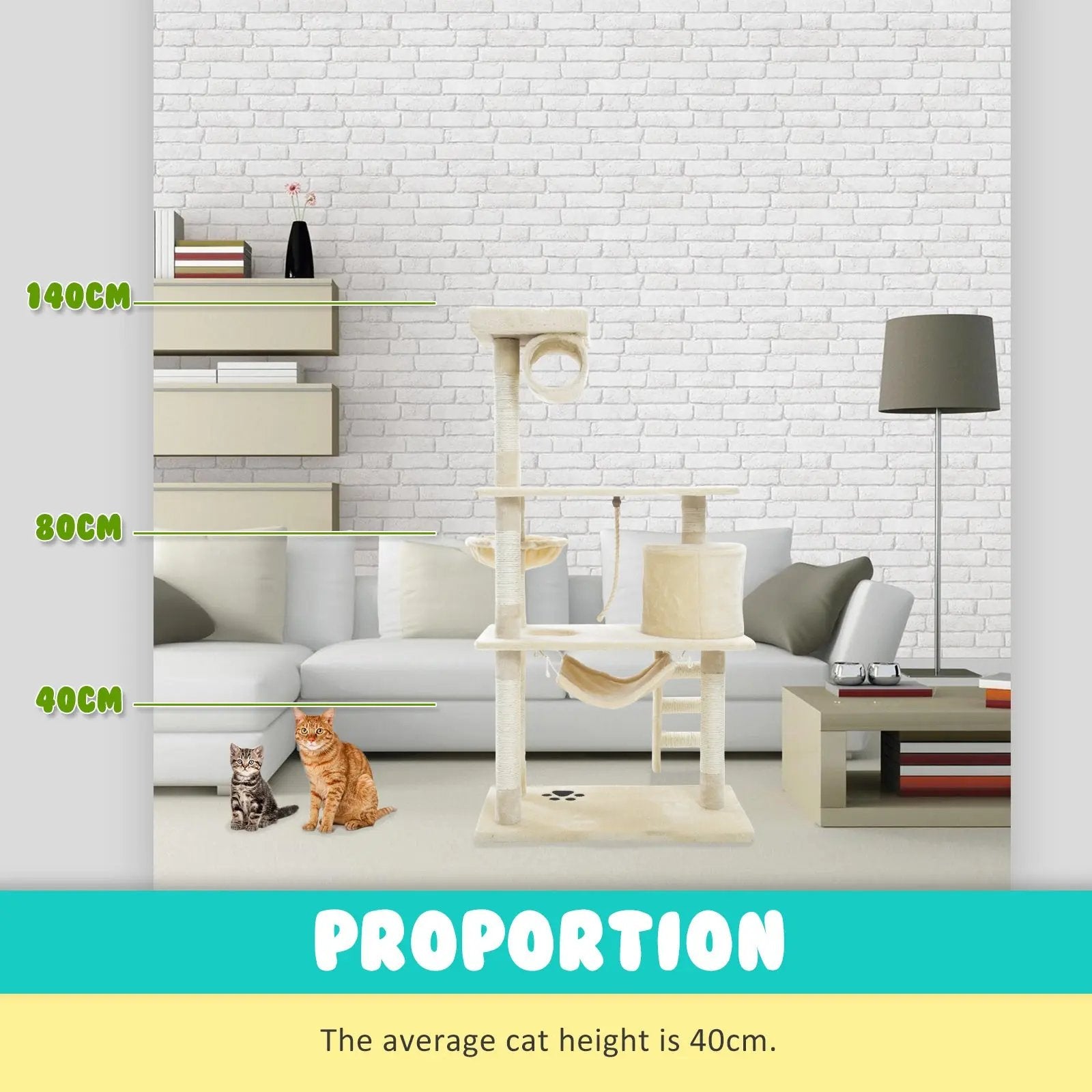 Paw Mate 140cm Beige Cat Tree Maple Multi Level Scratcher Deals499