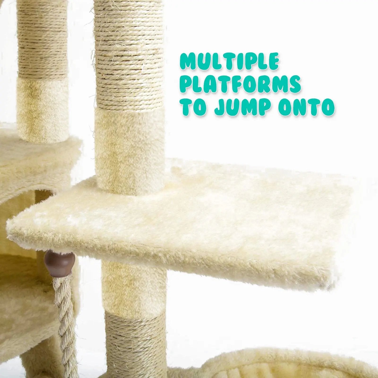 Paw Mate 262cm Beige Cat Tree Paradise Multi Level Scratcher Deals499