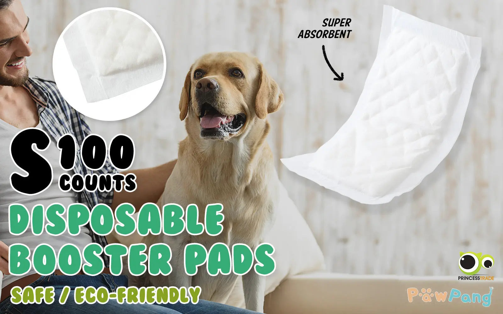 PawPang 100 Ct S Pet Dog Diaper Liners Booster Pads Disposable Adhesive Deals499