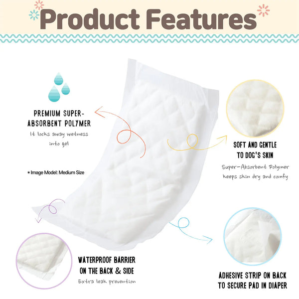 PawPang 100 Ct XS Pet Dog Diaper Liners Booster Pads Disposable Adhesive Deals499