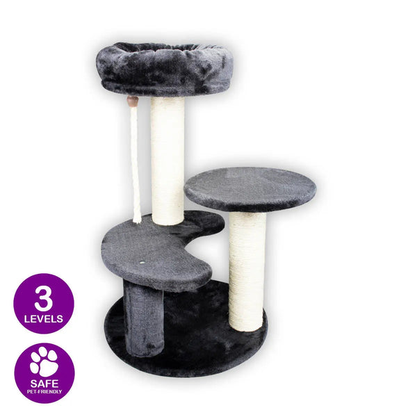 Pet Basic 3 Level Cat Scratching Tower &amp; Cosy Bed Scratch Climb 65 x 40cm Deals499
