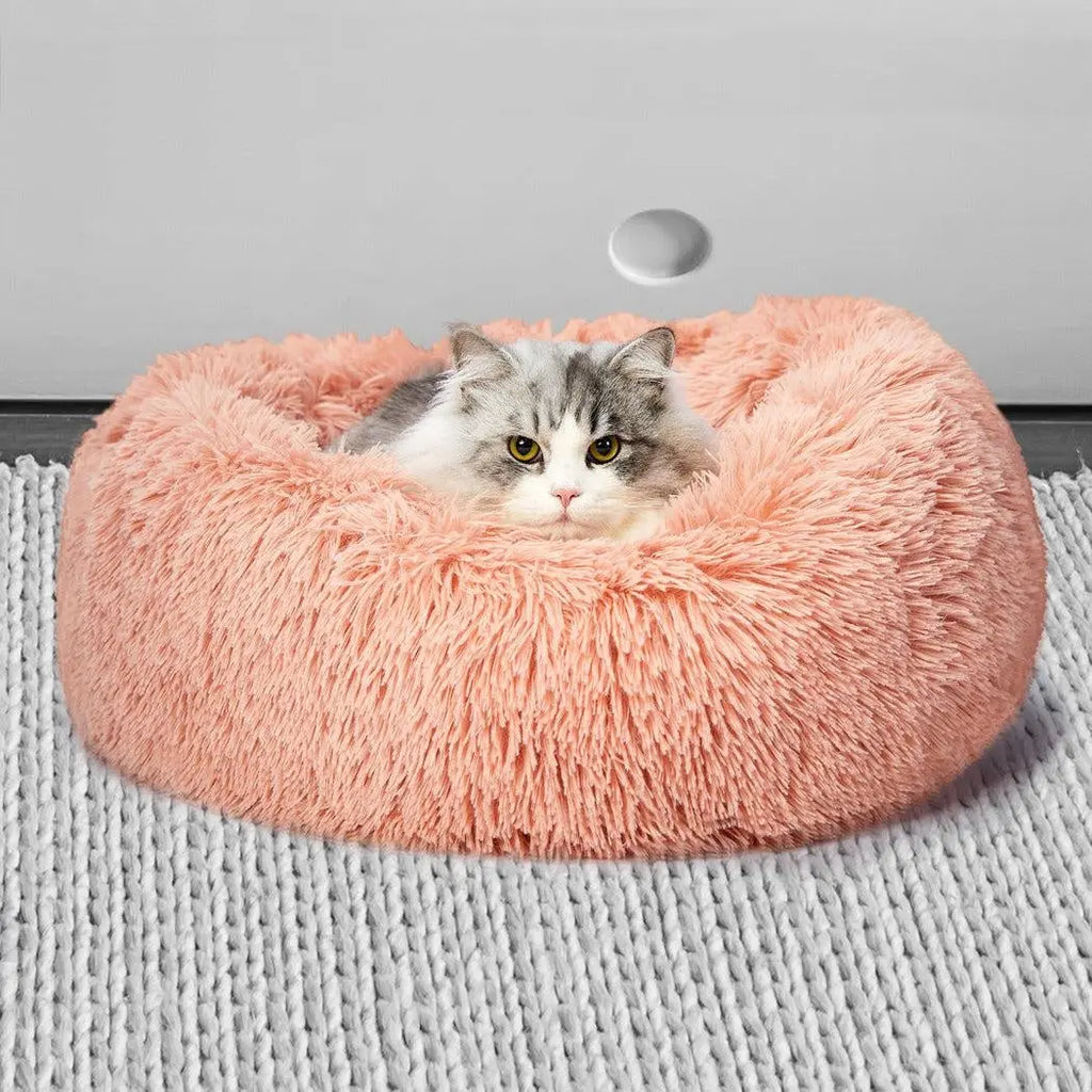 Pet Bed Cat Dog Donut Nest Calming Kennel Cave Deep Sleeping Pink XXL Deals499