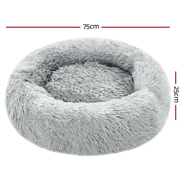 Pet Bed Dog Cat Calming Bed Medium 75cm Light Grey Sleeping Comfy Cave Washable Deals499