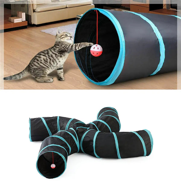 Pet Cat Kitten Puppy 4-Way Tunnel Play Toy Foldable Funny Exercise Tunnel Rabbit Deals499