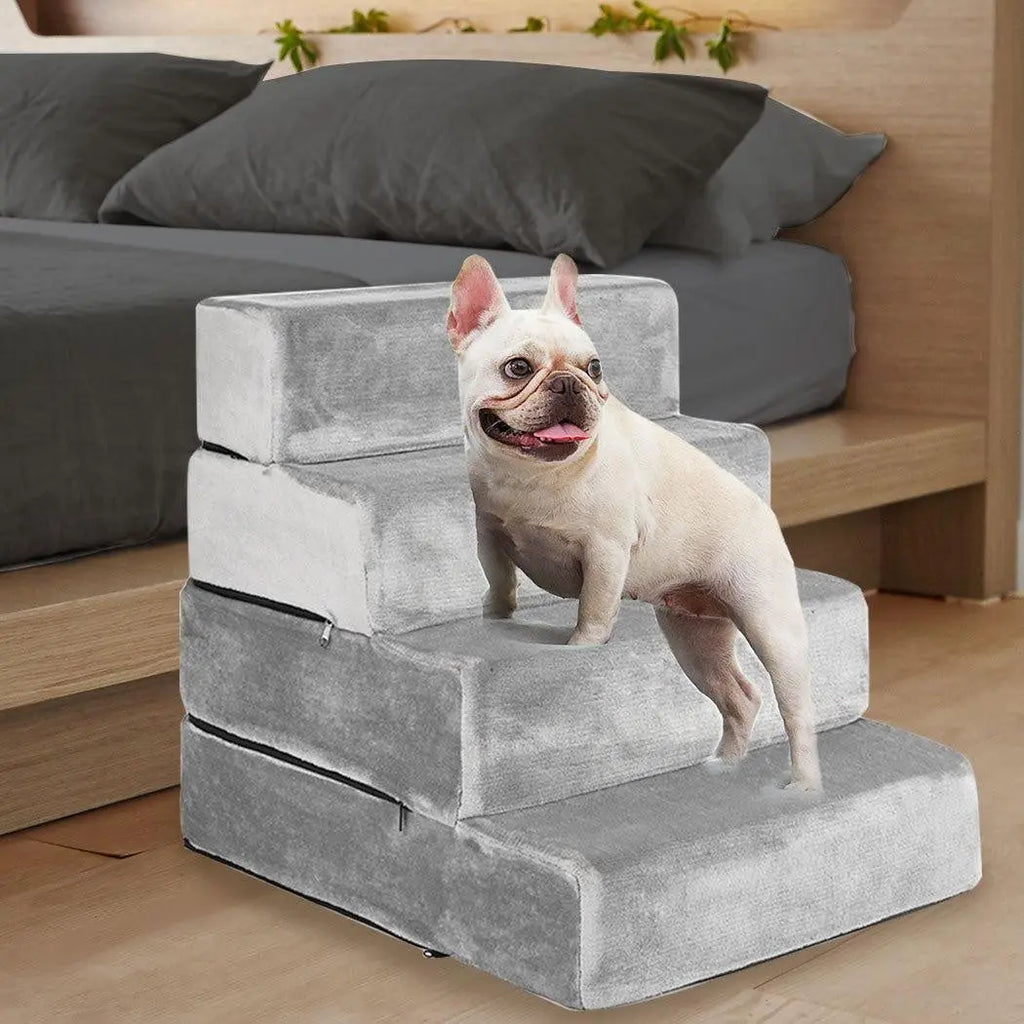 Pet Stairs 4 Steps Ramp Portable Adjustable Climbing Ladder Soft Washable  XXL Deals499