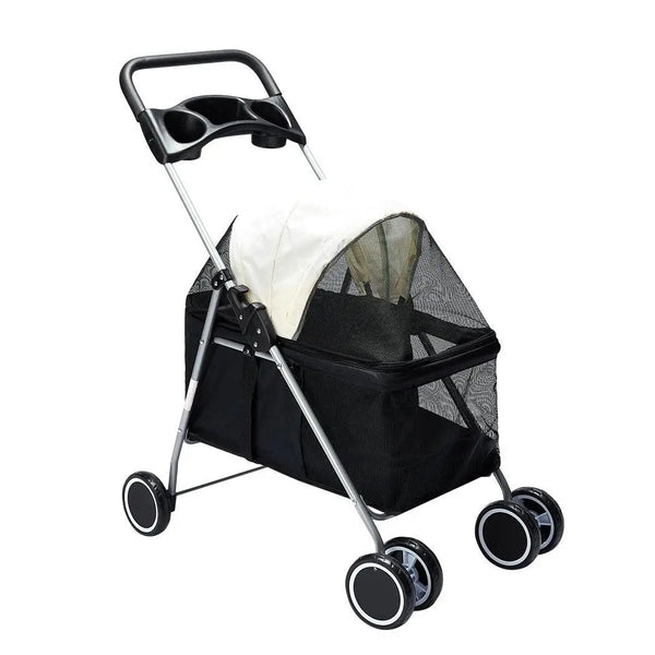 Pet Stroller Dog Cat Pram Foldable Carrier Large Travel 4 Wheels Pushchair Black Deals499