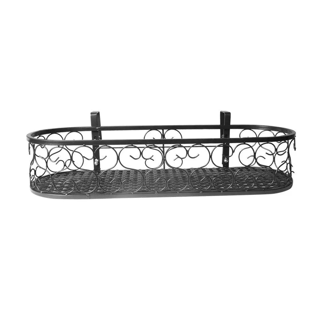Plant Holder Plant Stand Hanging Flower Pot Basket Garden Wall Rack Shelf Oval Black Deals499