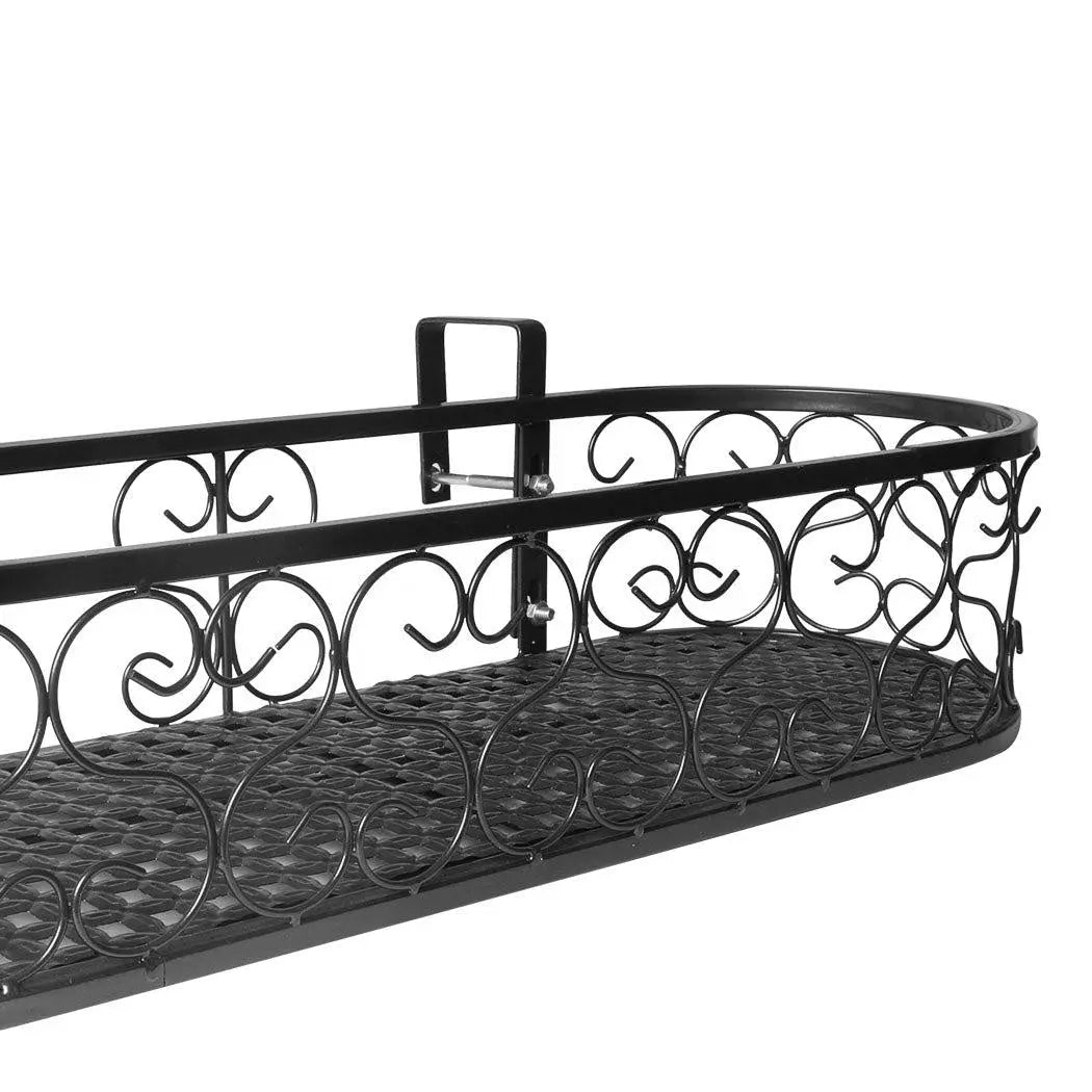 Plant Holder Plant Stand Hanging Flower Pot Basket Garden Wall Rack Shelf Oval Black Deals499