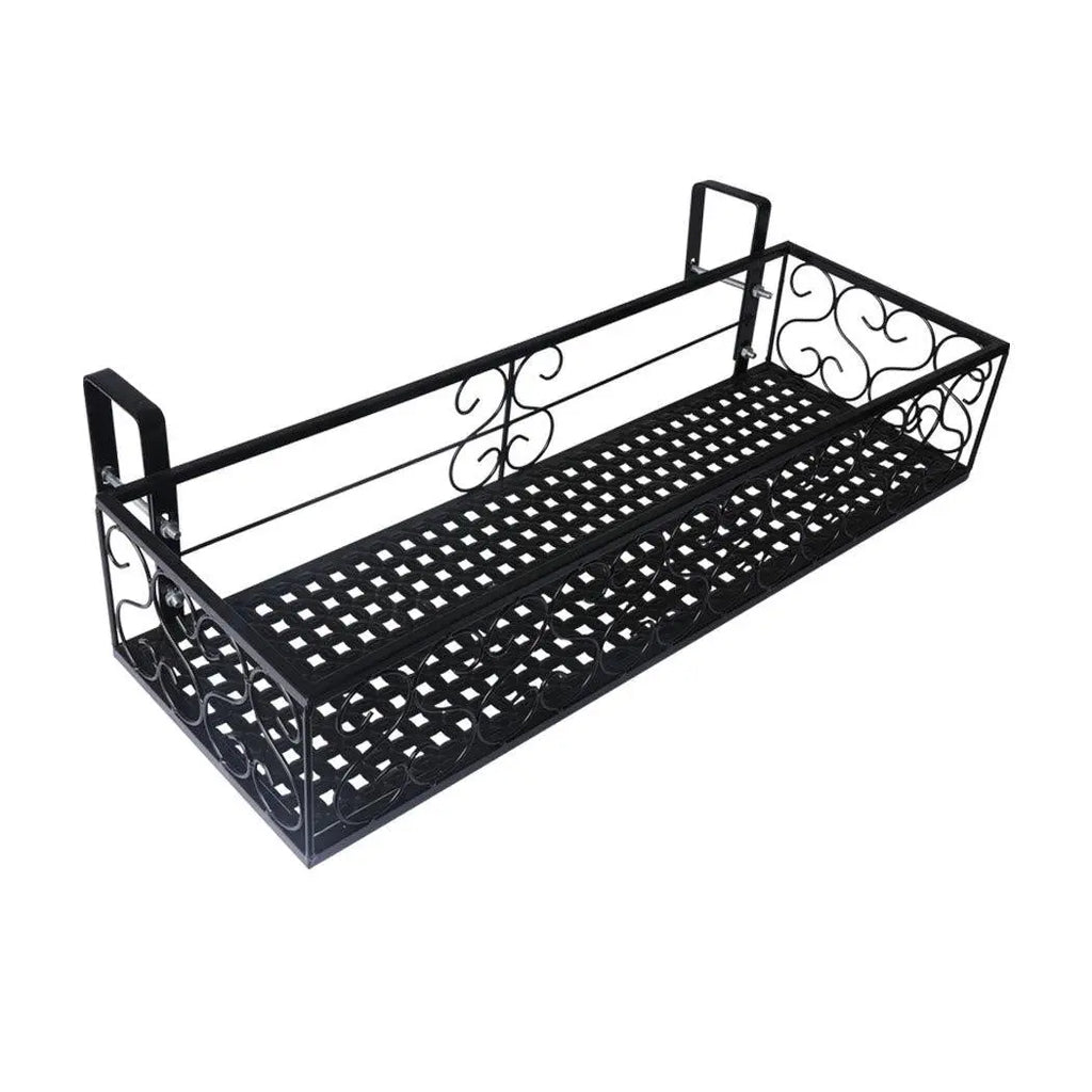 Plant Holder Plant Stand Hanging Flower Pot Basket Garden Wall Rack Shelf Rectangle Black Deals499