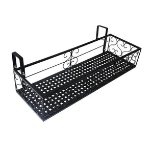 Plant Holder Plant Stand Hanging Flower Pot Basket Garden Wall Rack Shelf Rectangle Black Deals499