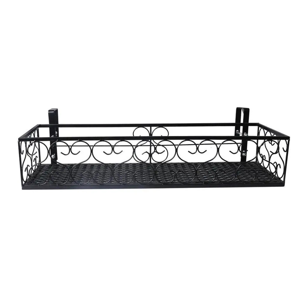 Plant Holder Plant Stand Hanging Flower Pot Basket Garden Wall Rack Shelf Rectangle Black Deals499