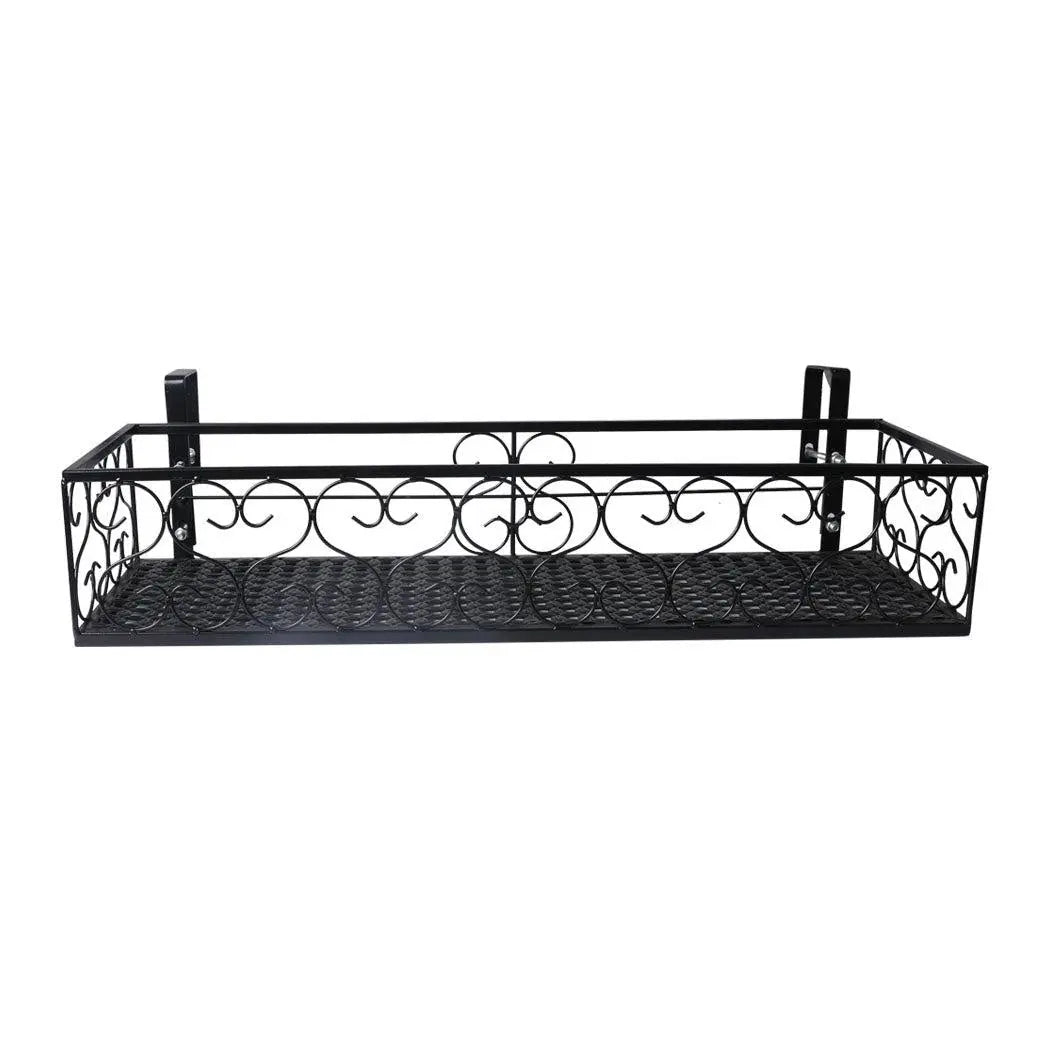 Plant Holder Plant Stand Hanging Flower Pot Basket Garden Wall Rack Shelf Rectangle Black Deals499