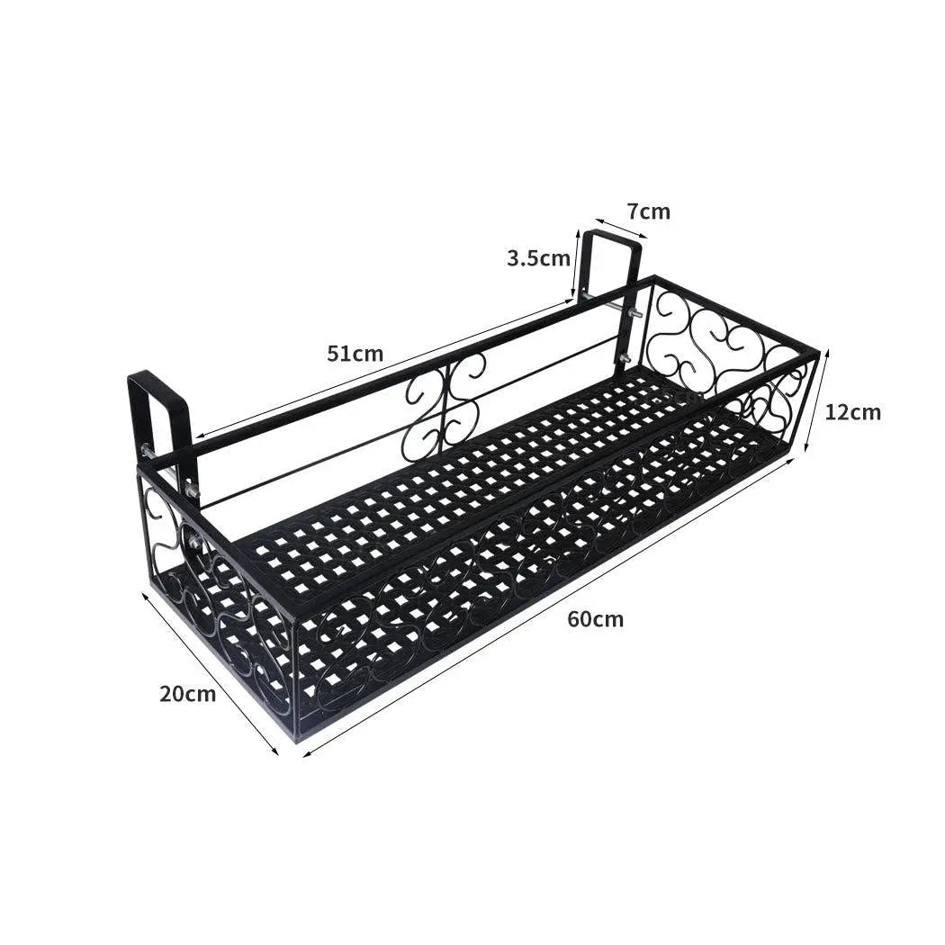 Plant Holder Plant Stand Hanging Flower Pot Basket Garden Wall Rack Shelf Rectangle Black Deals499