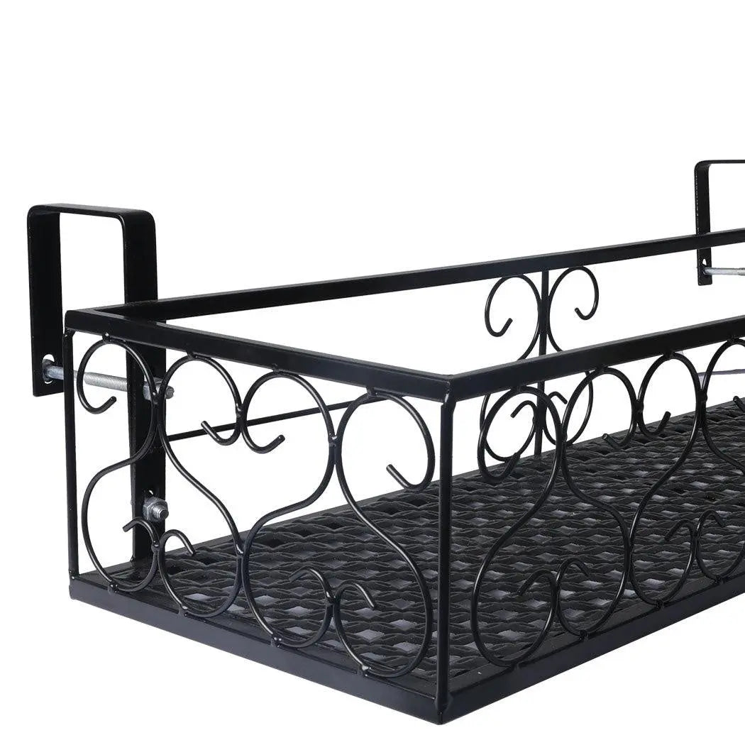 Plant Holder Plant Stand Hanging Flower Pot Basket Garden Wall Rack Shelf Rectangle Black Deals499