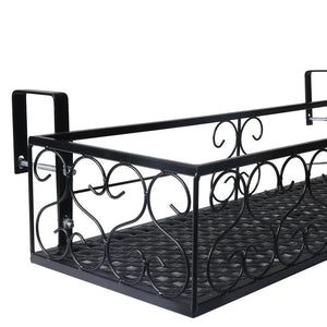 Plant Holder Plant Stand Hanging Flower Pot Basket Garden Wall Rack Shelf Rectangle Black Deals499