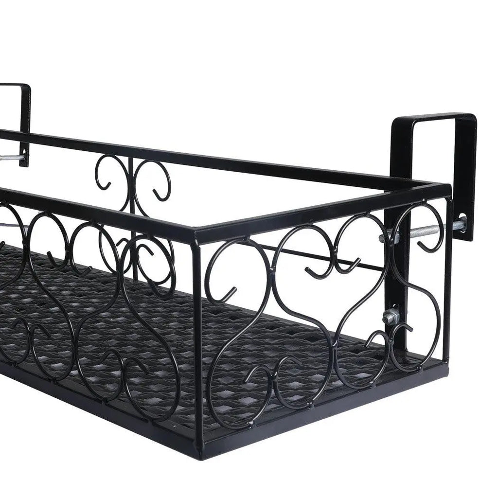 Plant Holder Plant Stand Hanging Flower Pot Basket Garden Wall Rack Shelf Rectangle Black Deals499