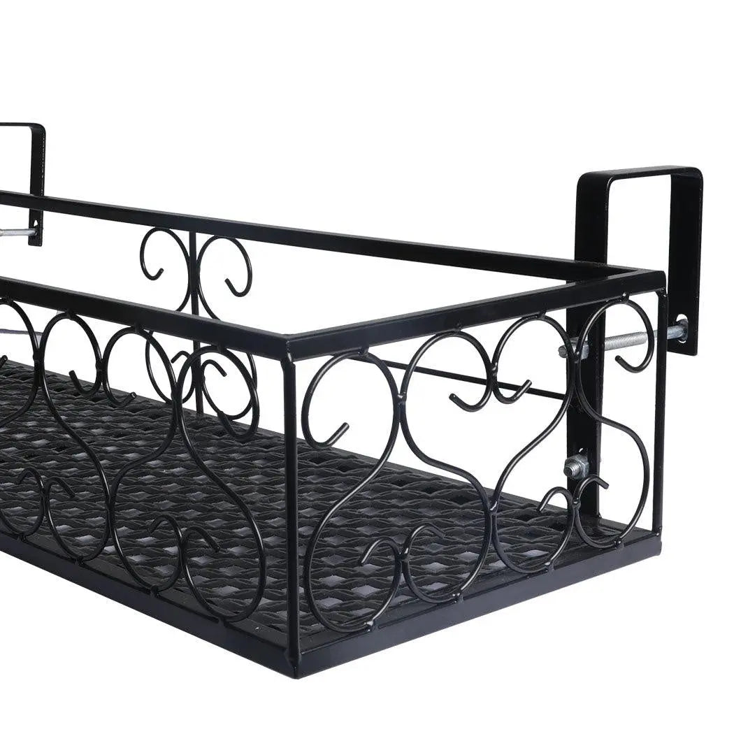 Plant Holder Plant Stand Hanging Flower Pot Basket Garden Wall Rack Shelf Rectangle Black Deals499