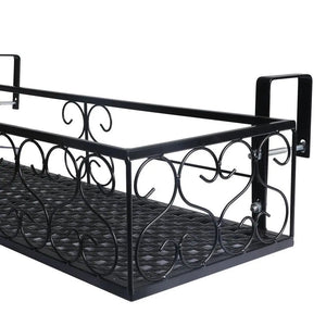Plant Holder Plant Stand Hanging Flower Pot Basket Garden Wall Rack Shelf Rectangle Black Deals499