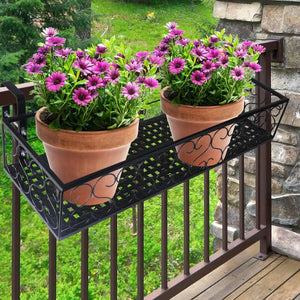 Plant Holder Plant Stand Hanging Flower Pot Basket Garden Wall Rack Shelf Rectangle Black Deals499