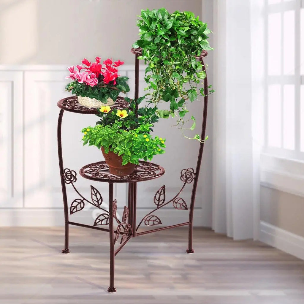 Plant Stand Outdoor Indoor Flower Pots Garden Metal Corner Shelf Wrought Iron Deals499