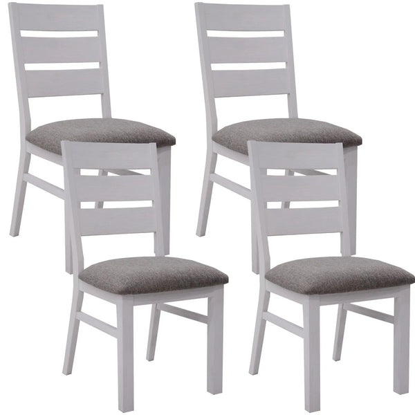 Plumeria Dining Chair Set of 4 Solid Acacia Wood Dining Furniture - White Brush Deals499