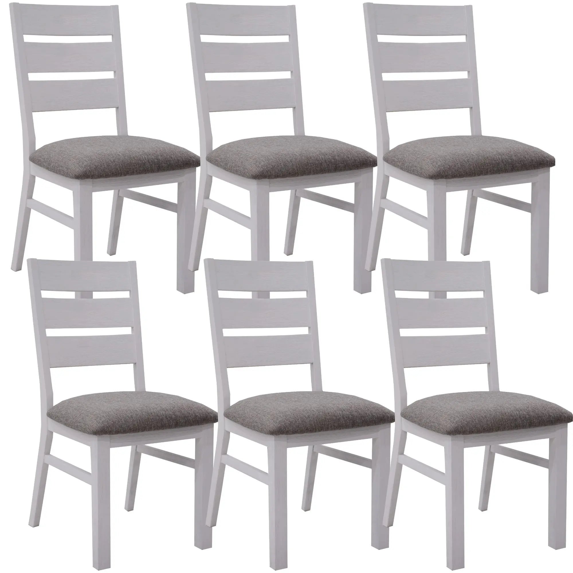 Plumeria Dining Chair Set of 6 Solid Acacia Wood Dining Furniture - White Brush Deals499