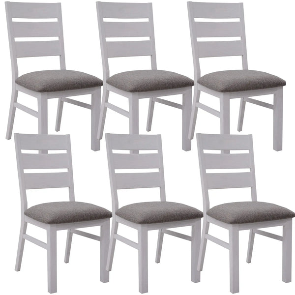 Plumeria Dining Chair Set of 6 Solid Acacia Wood Dining Furniture - White Brush Deals499