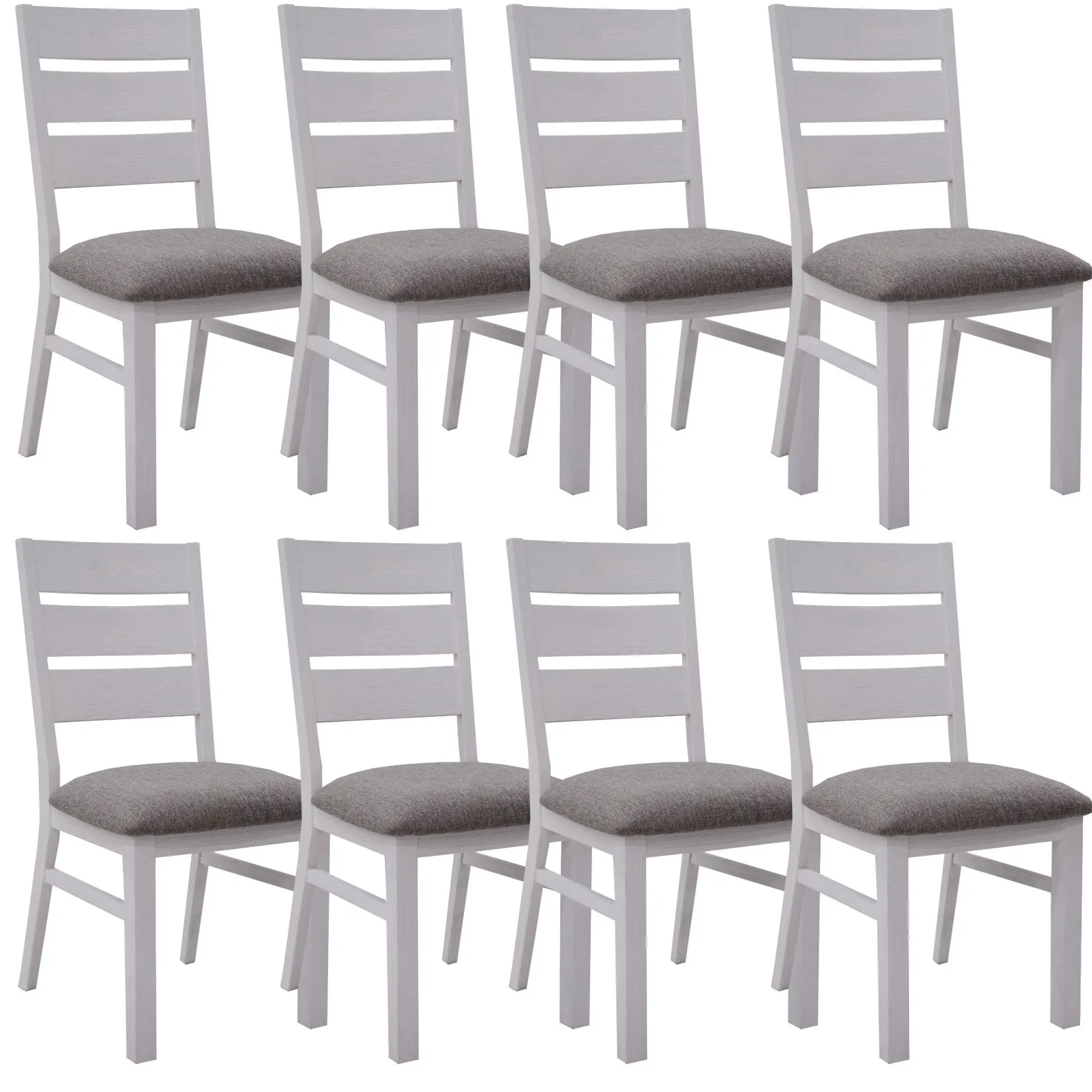 Plumeria Dining Chair Set of 8 Solid Acacia Wood Dining Furniture - White Brush Deals499