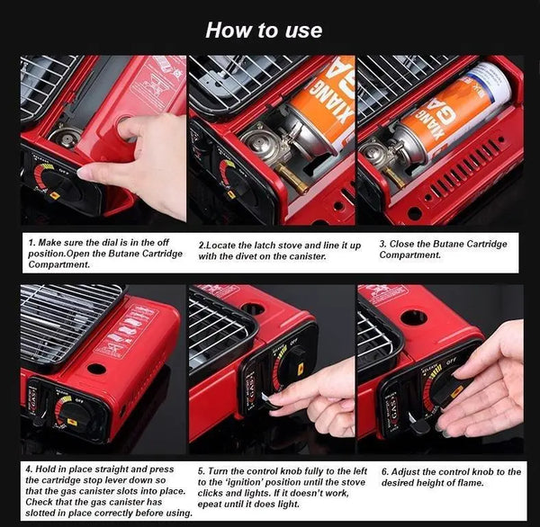 Portable Gas Stove Burner Butane BBQ Camping Gas Cooker With Non Stick Plate Orange Deals499