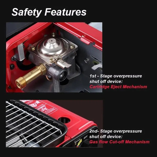 Portable Gas Stove Burner Butane BBQ Camping Gas Cooker With Non Stick Plate Orange Deals499