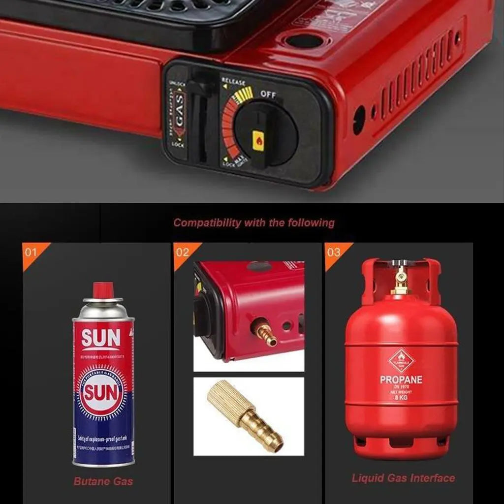 Portable Gas Stove Burner Butane BBQ Camping Gas Cooker With Non Stick Plate Orange Deals499