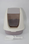 Portable Hooded Cat Toilet Litter Box Tray House with Scoop and Grid Tray White Deals499