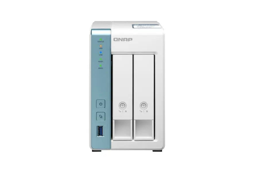 QNAP TS-231P3-4G 2 Bay NAS AnnapurnaLabs, an Amazon company Alpine AL314, 4-core, 1.7GHz 4GB SO-DIMM DDR3 Hot-swappable 1x 2.5GbE 3x USB 3.2 2yrs waty QNAP
