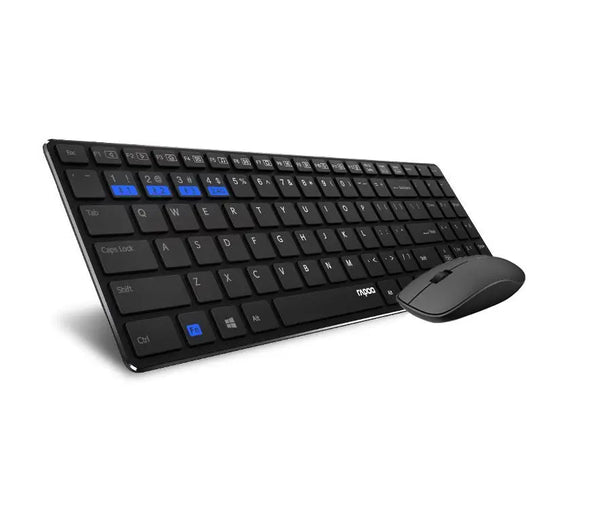 RAPOO 9300M Bluetooth & 2.4G Wireless Multi-mode Keyboard Mouse Combo Black - 1300DPI Spill-Resistant 5.6mm Ultra-Slim ~ 9060M RAPOO