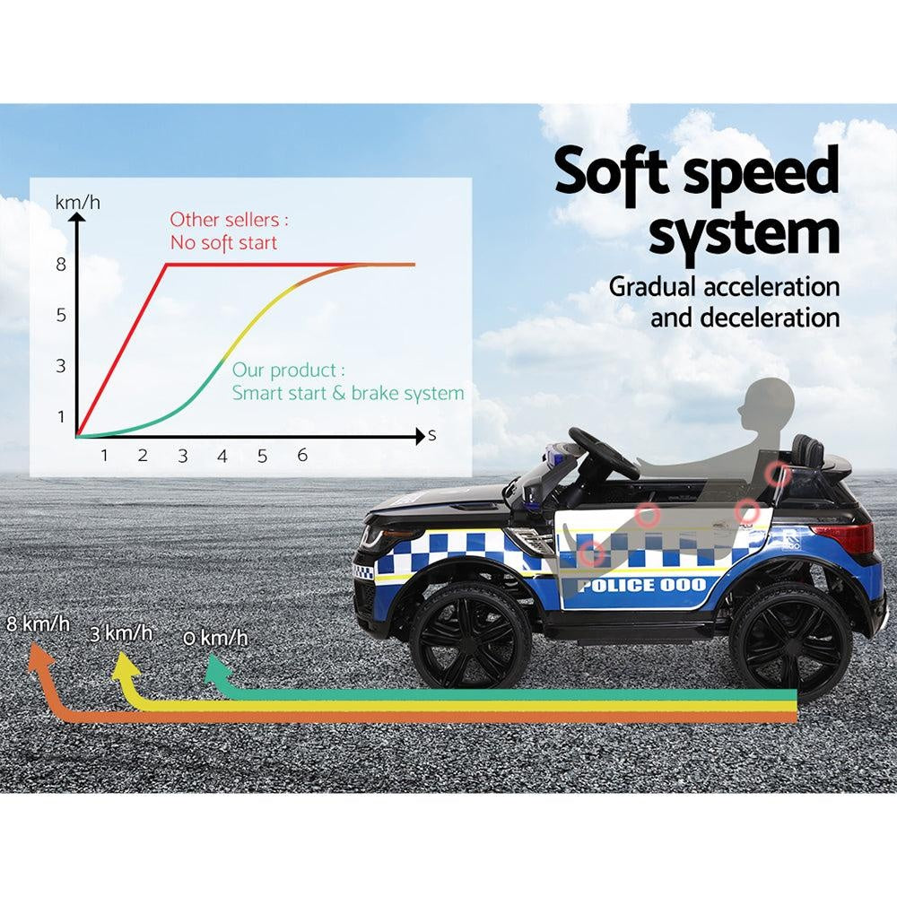 Rigo Kids Ride On Car Inspired Patrol Police Electric Powered Toy Cars Black Deals499