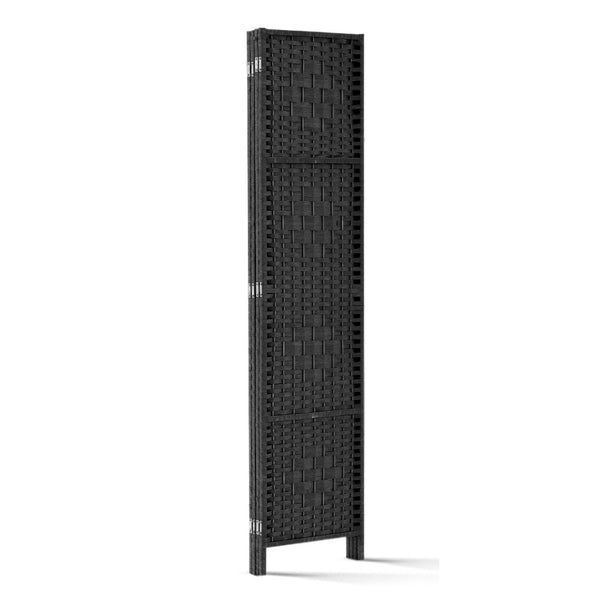Artiss 4 Panel Room Divider Privacy Screen Rattan Woven Wood Stand Black Deals499