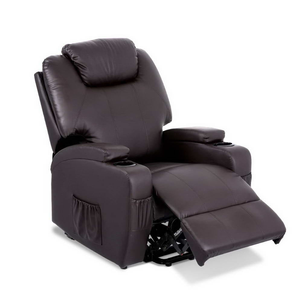Artiss Electric Recliner Lift Chair Massage Armchair Heating PU Leather Brown Deals499