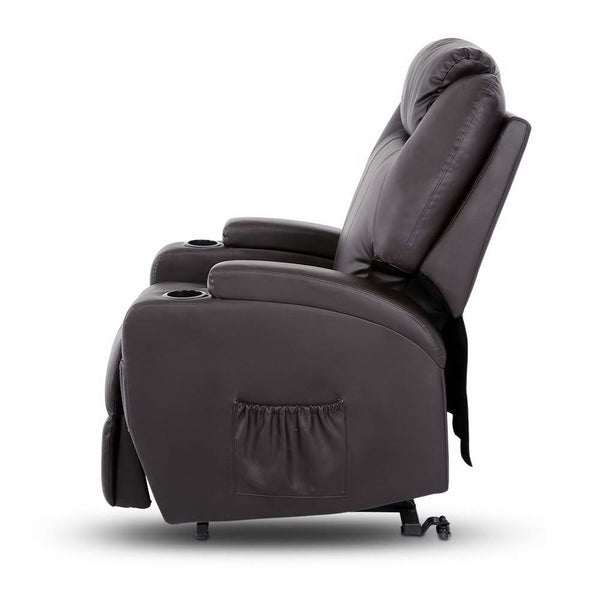 Artiss Electric Recliner Lift Chair Massage Armchair Heating PU Leather Brown Deals499