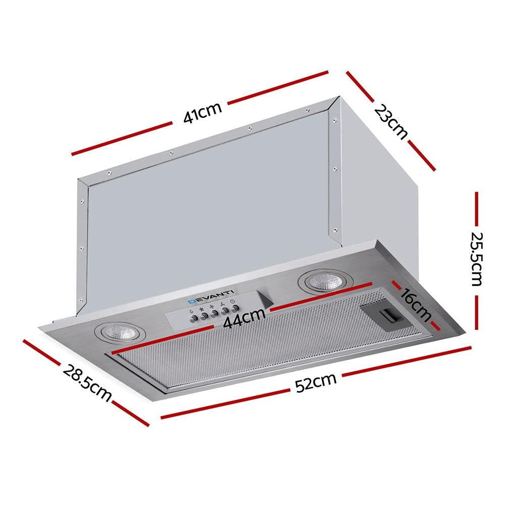 Devanti Range Hood Rangehood Undermount Built In Stainless Steel Canopy 52cm 520mm Deals499