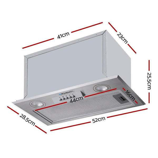 Devanti Range Hood Rangehood Undermount Built In Stainless Steel Canopy 52cm 520mm Deals499