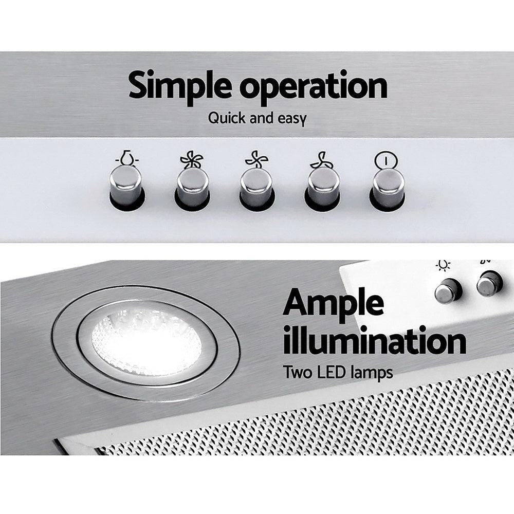 Devanti Range Hood Rangehood Undermount Built In Stainless Steel Canopy 52cm 520mm Deals499
