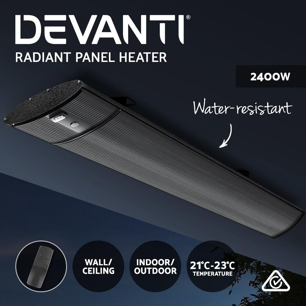 Devanti Electric Infrared Radiant Strip Heater Panel Heat Remote Control 2400W Deals499